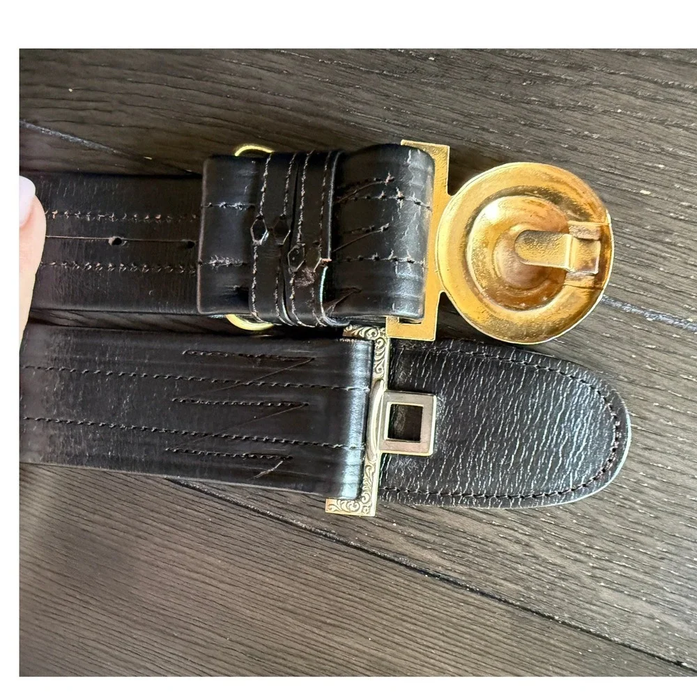 Hilborn-Hamburger Inc Black Leather 36 Military Dress Sword Belt‎ Eagle Buckle